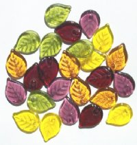 25 18x13mm Transparent Autumn Mix Glass Leaf Beads